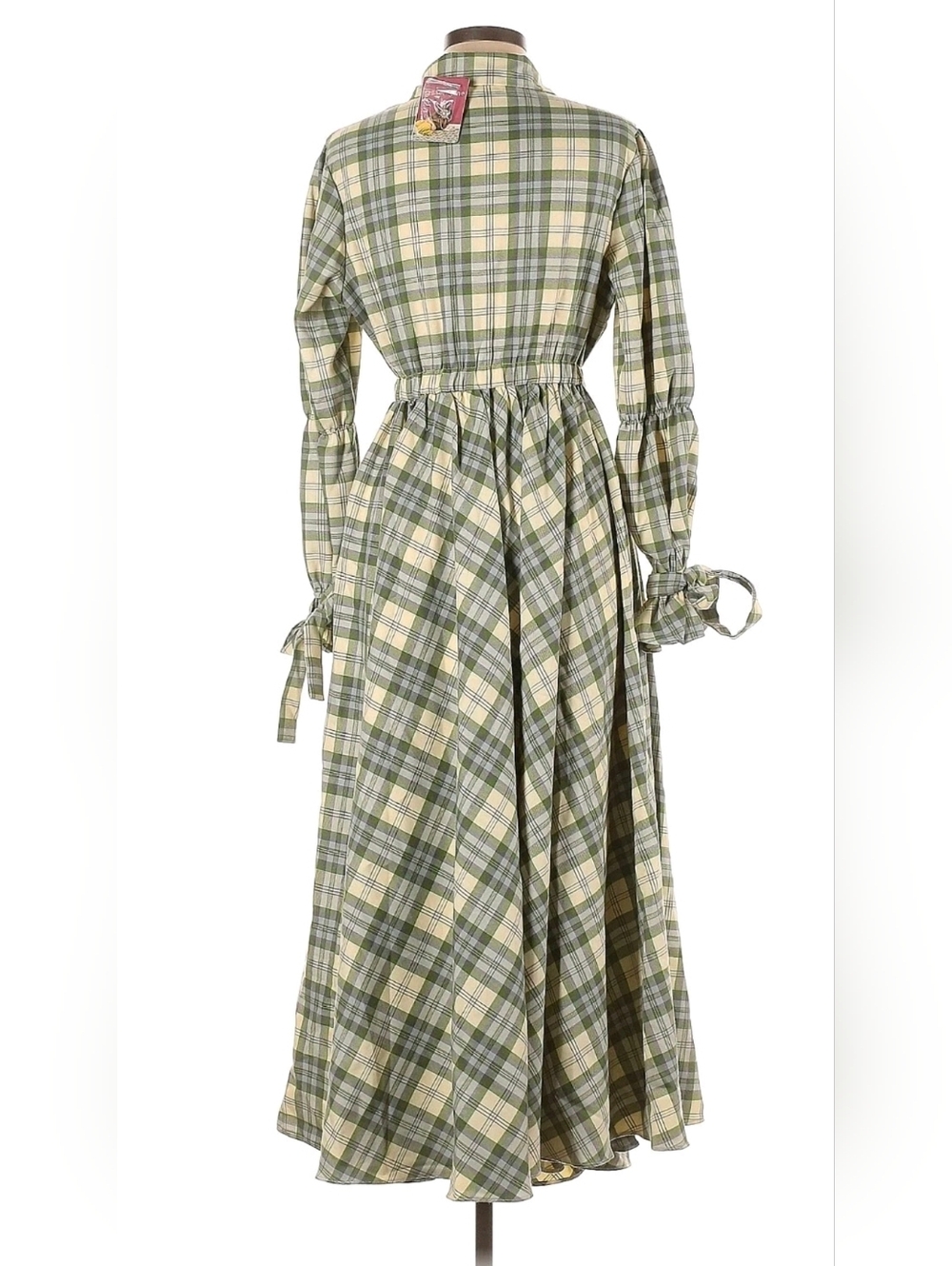 NWT Sister Jane Humble Check Midi in Green Plaid Tie Sleeve Maxi Dress M - Picture 6 of 7